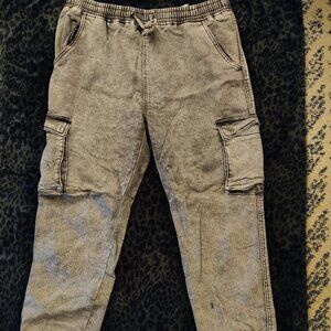 Refuge Women's Light Wash Denim Relaxed High Rise Cargo Joggers Sz XL
